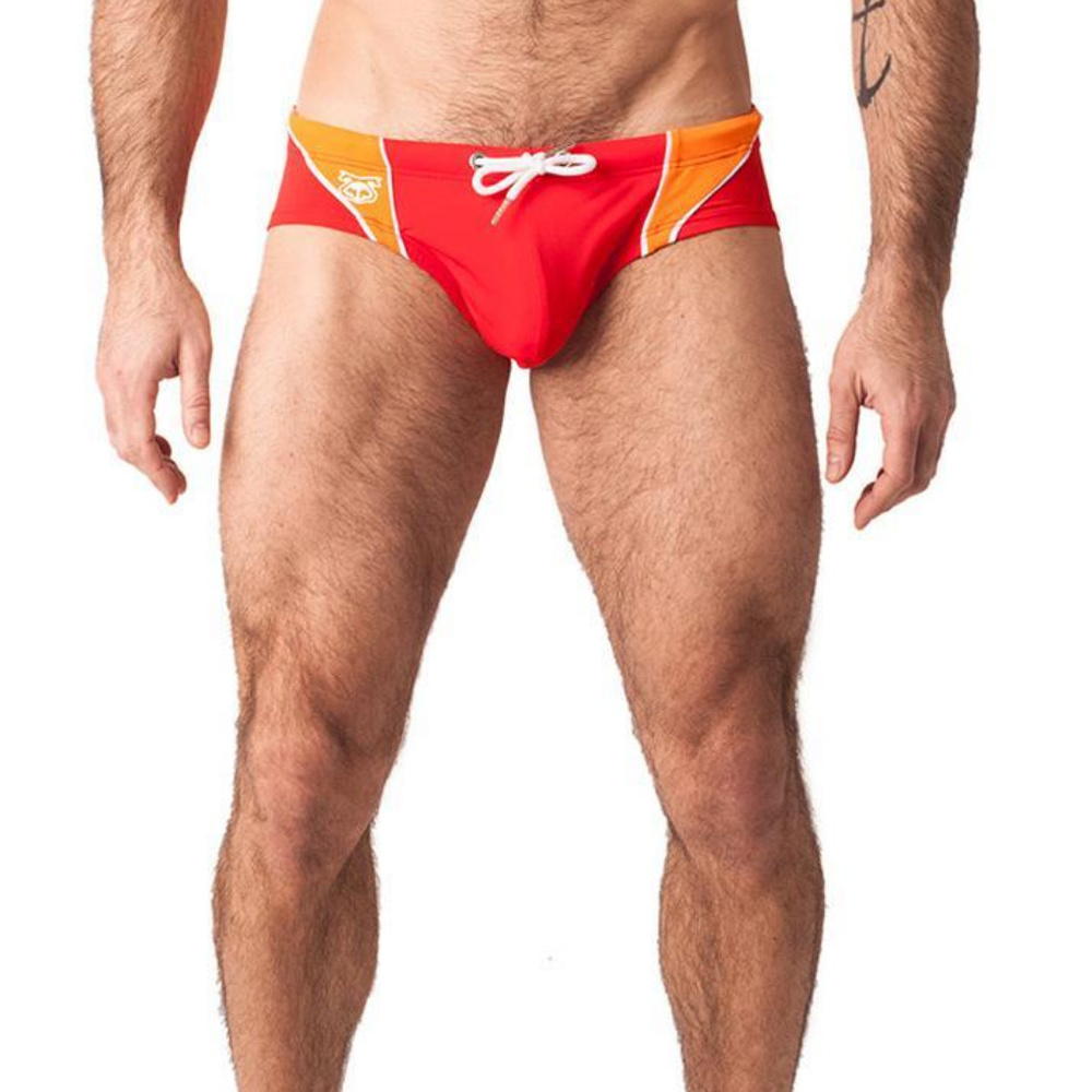 NASTY PIG Gutter Bikini Swim Briefs Red/Orange LRG - Picture 3 of 6